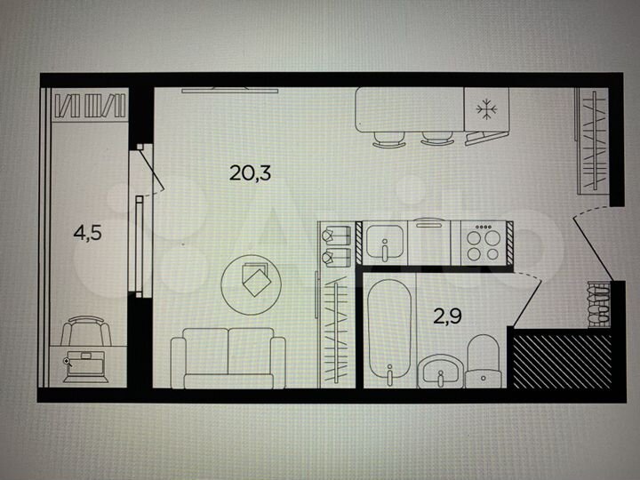 Квартира-студия, 24,6 м², 10/17 эт.