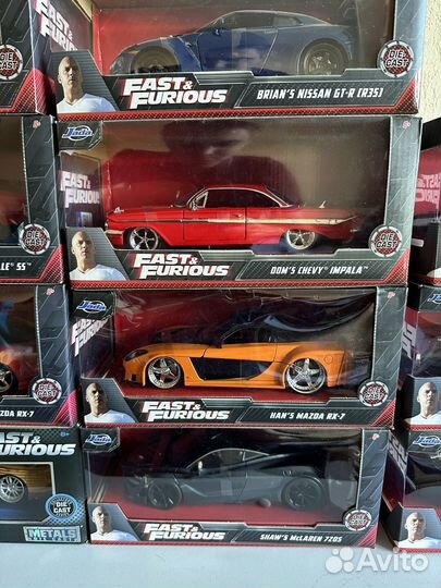 Fast and furious 1:24 8шт форсаж модели