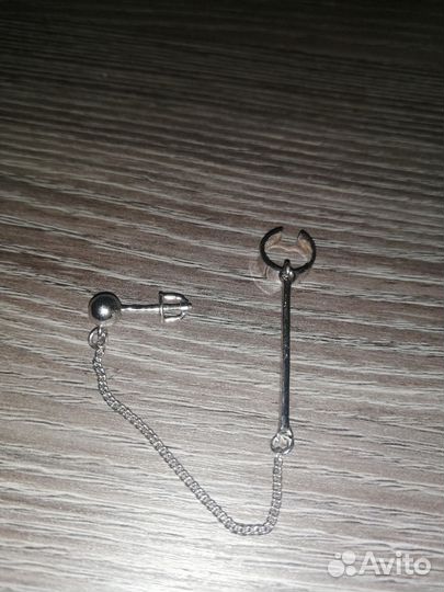 Серебряная серьга-кафф