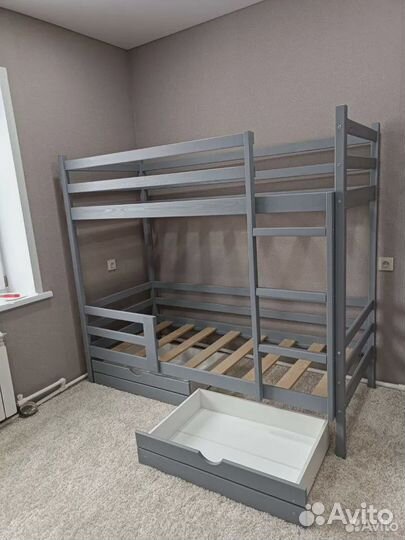 Кровать двухъярусная высокий борт. Массив сосны