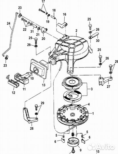 Ручной стартер Tohatsu Тохатсу и аналоги 18 л.с 2т