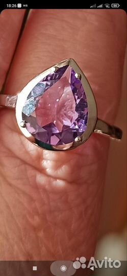 Кольцо серебряное с натуральным аметистом