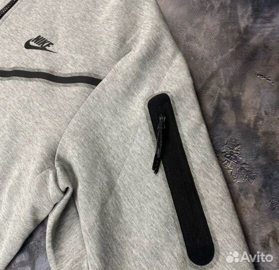 Зип худи Nike tech fleece серый