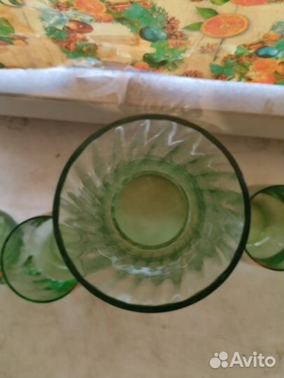 Графин цветное стекло с кружками СССР