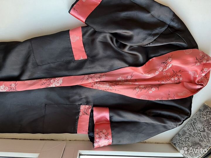 Шелковый домашний халат двусторонний