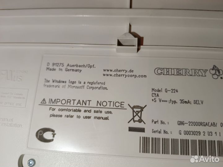 Клавиатура cherry G86 model G-224