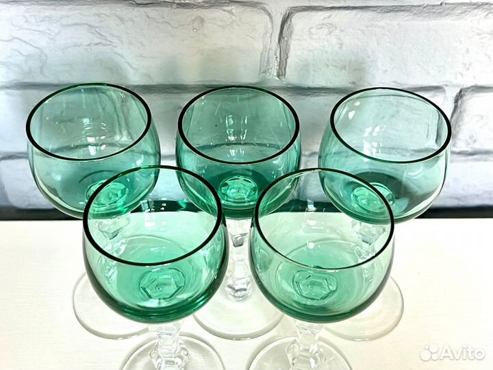 Рюмки и подсвечник цветное стекло СССР