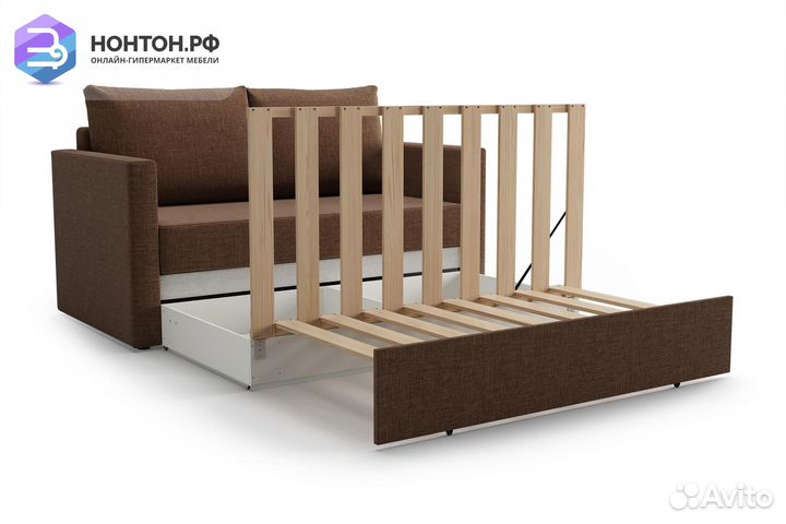 Диван выкатной Берг рогожка коричневая