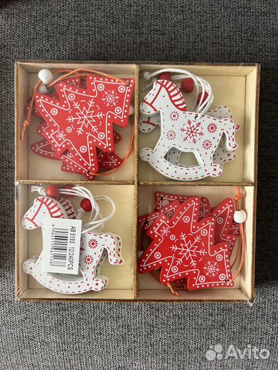 Деревянные елочные игрушки украшения на ёлку