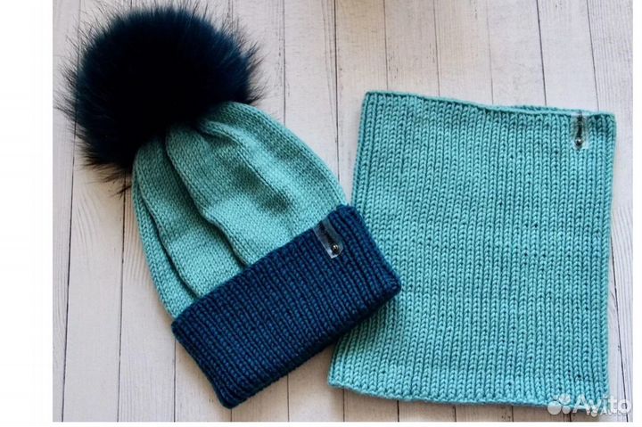 Комплект шапка и снуд (ручная вязка) Новый