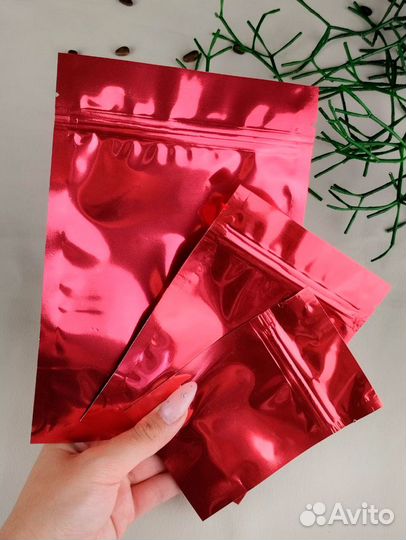 Пакет дой пак металлизированный красный с замком