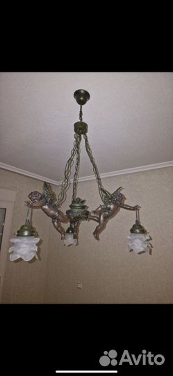 Люстра старинная бронза путти