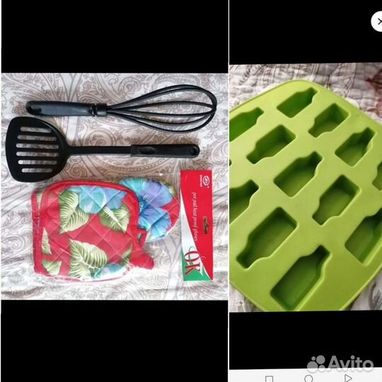 Лопатка + венчик, 2 прихватки, форма для льда, ско