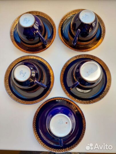 Сервиз чайный 10 предметов, винтаж фарфор лфз