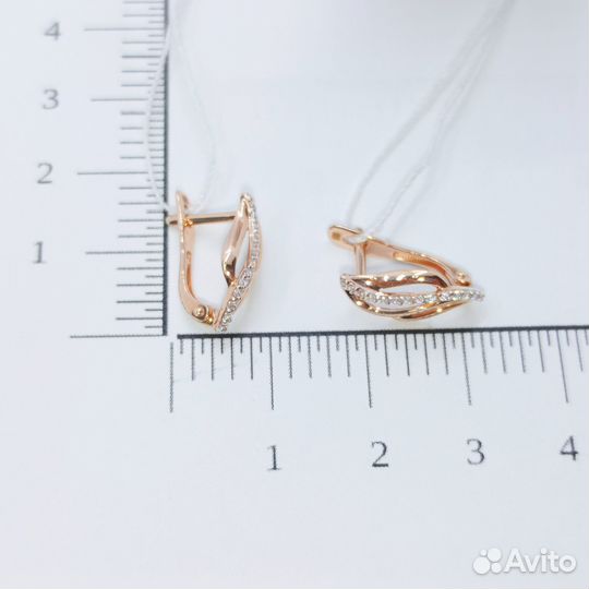 Золотые серьги с фианитом