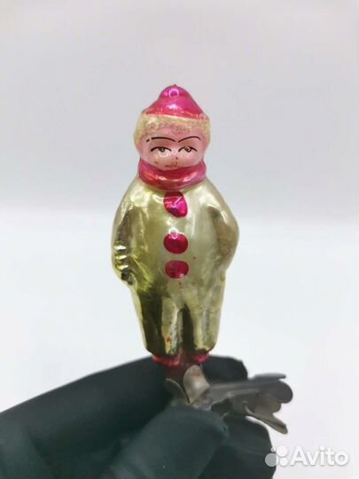 Ёлочная игрушка Мальчик в костюме клоуна СССР