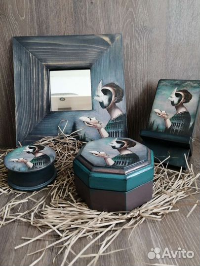 Зеркало интерьерное шкатулка подставка для телефон