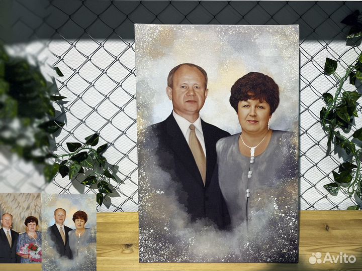 Портрет по фото на холсте