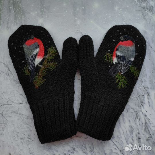Варежки с снегирями