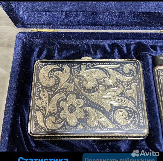 Портсигар серебряный СССР кубачи