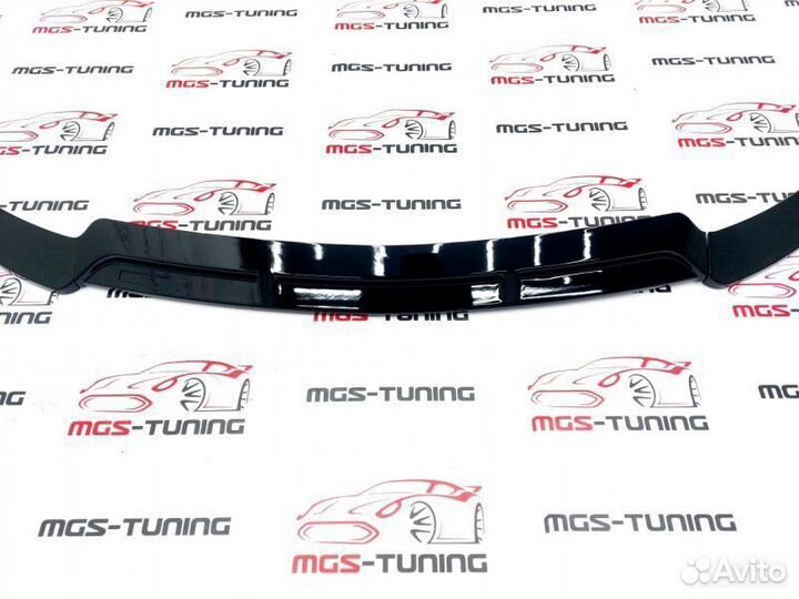 Губа переднего бампера W205 рест черный глянец