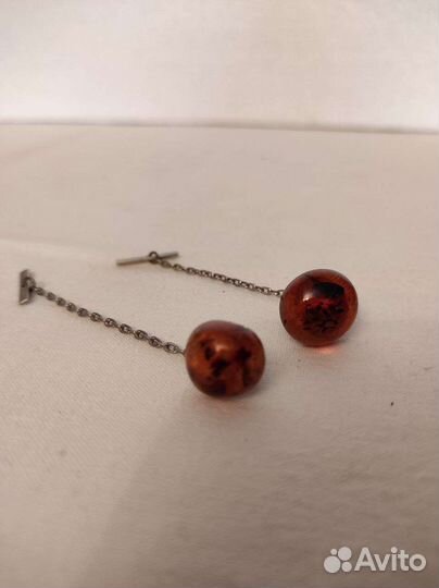 Винтажные янтарные запонки