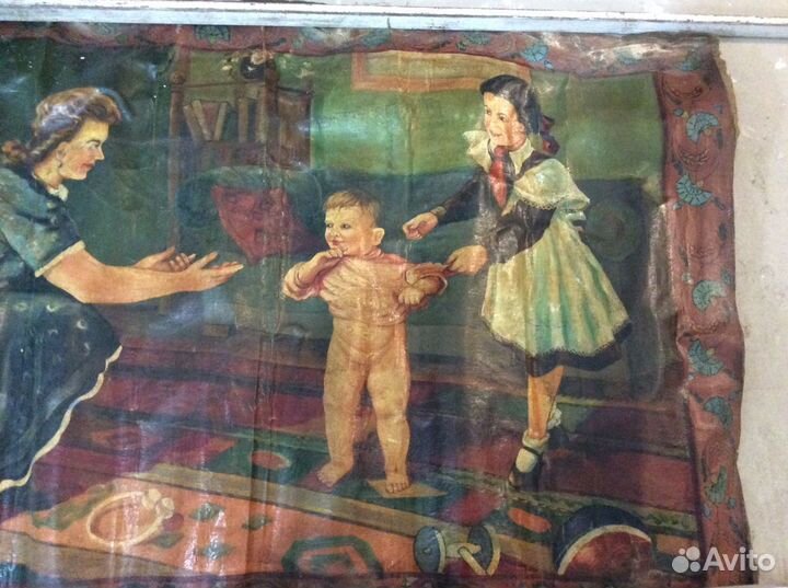 Большой холст-Первый шаг, пионерия,агитация