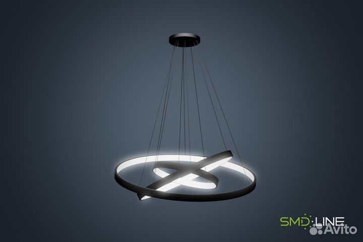 Дизайнерская светодиодная люстра в форме 3-х Колец