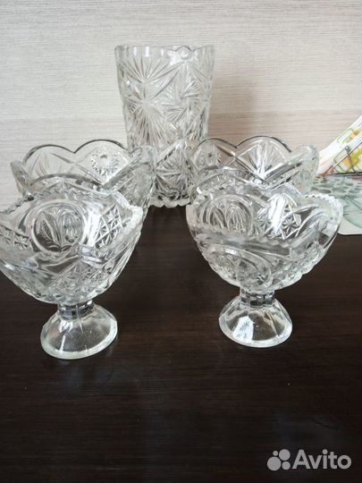 Ваза для цветов хрустальная, салатники хрустальные
