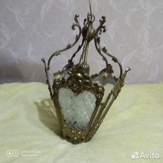 Светильник бронзовый потолочный, люстра СССР 1950г