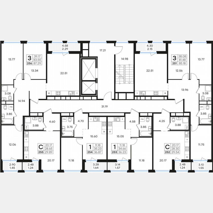 3-к. квартира, 85,2 м², 4/15 эт.