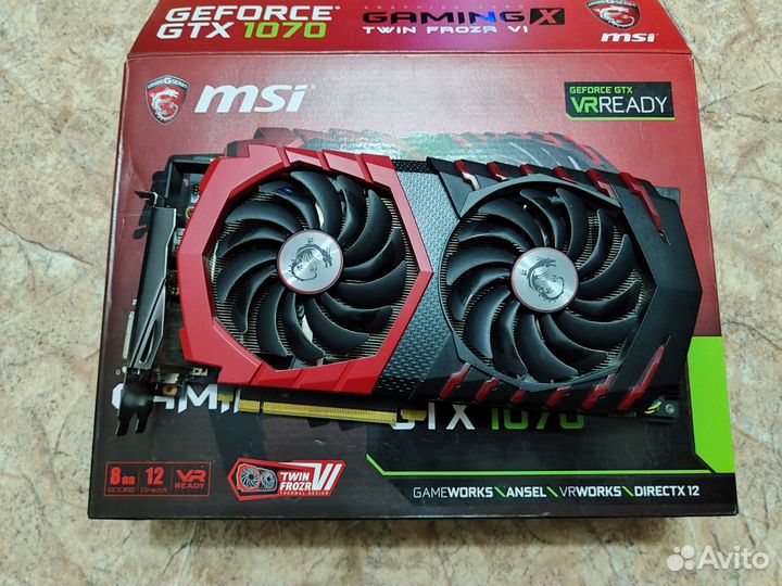 Видеокарта GTX 1070 MSI Gaming X