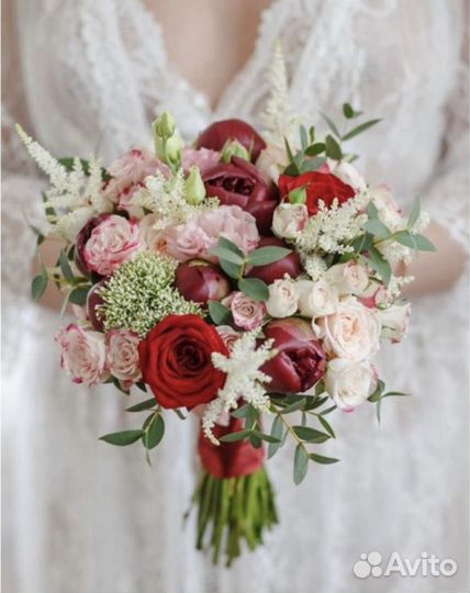 Букет невесты, свадебный, бутоньерка