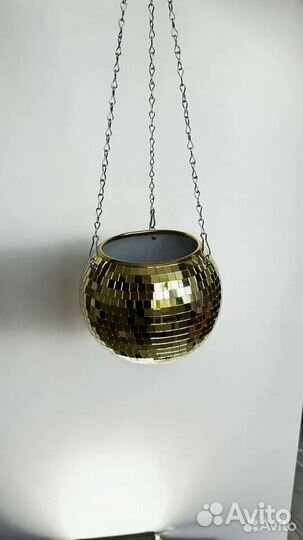 Кашпо из диско шара / кашпо из зеркальной мозаики