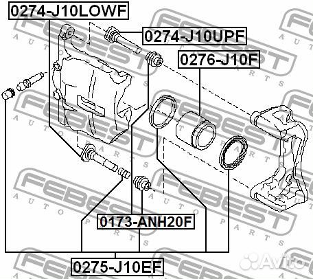 0274J10UPF Втулка направляющая суппорта тормозного переднего, febest 0274j10upf