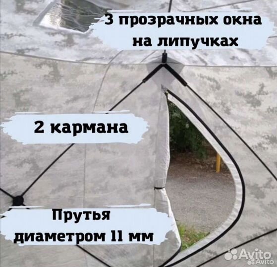 Палатка куб зимняя 180х180х200см 3- слойная