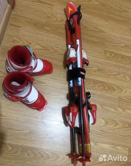 Горные лыжи, горнолыжные ботинки детский комплект