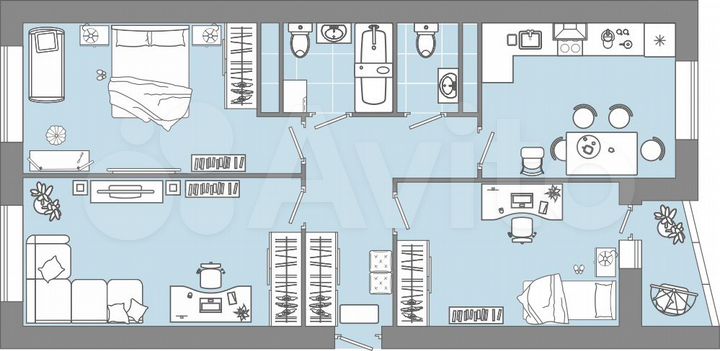 3-к. квартира, 75 м², 2/9 эт.