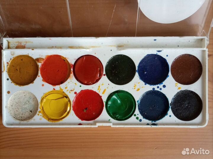 Краски акварельные, краски сухие, гуашь