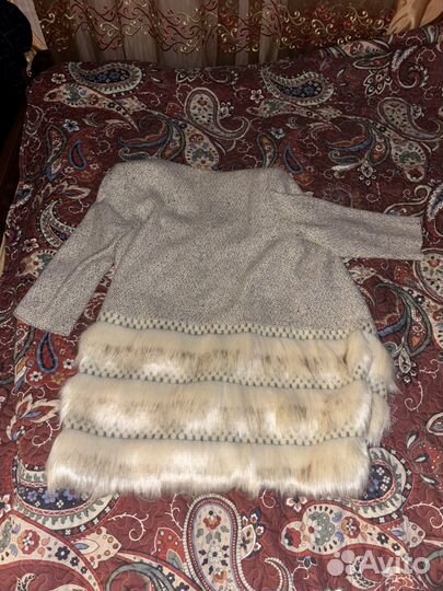 Пальто -жакет с опушкой р48-50