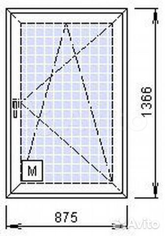 Пластиковое окно 875*1366мм