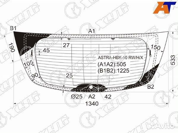 Стекло заднее opel astra