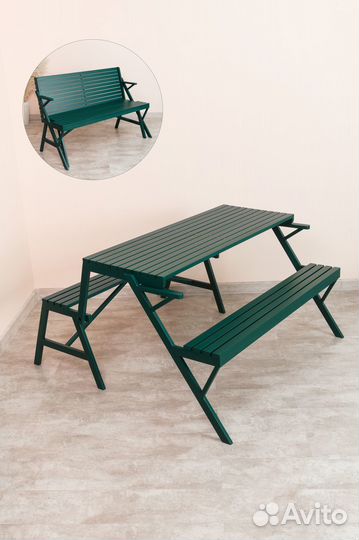 Скамейка стол садовая трансформер металлическая