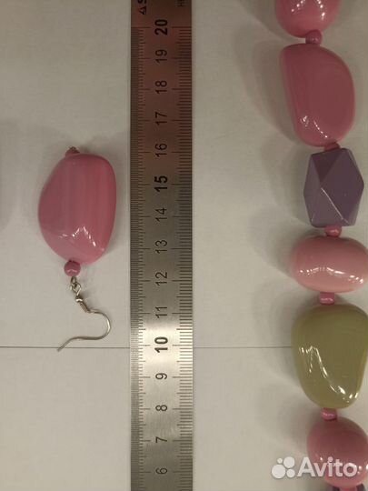 Комплект бижутерии огромные бусины колье серьги