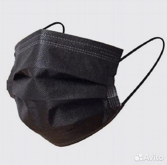 Маска медицинская одноразовая черная