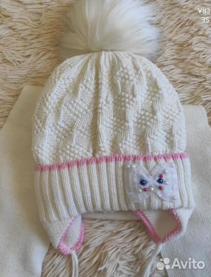 Комплект шапка, шарф и варежки Б/у