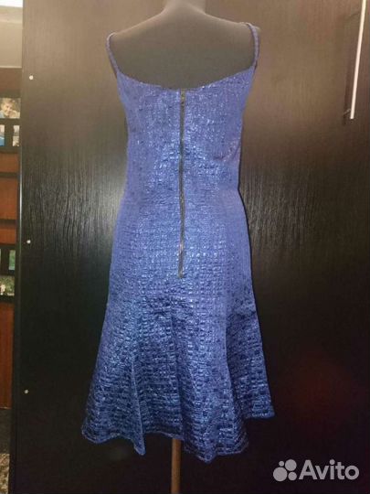 Синее коктейльное платье