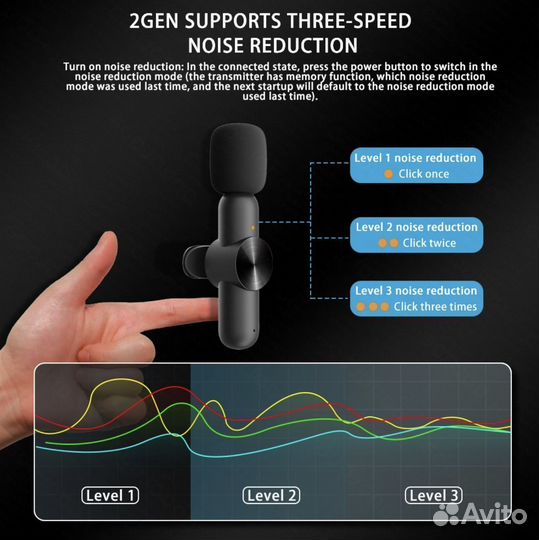 Радиомикрофон петличка до 20м + кейс + шумоподавл