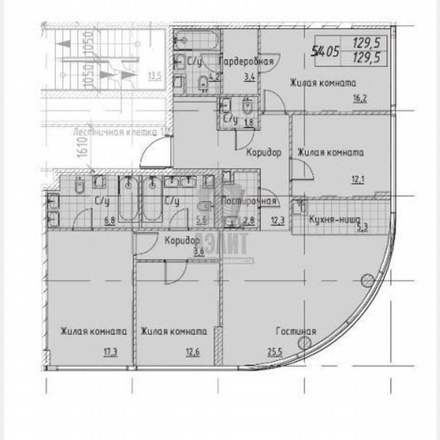 5-к. квартира, 129,5 м², 44/46 эт.