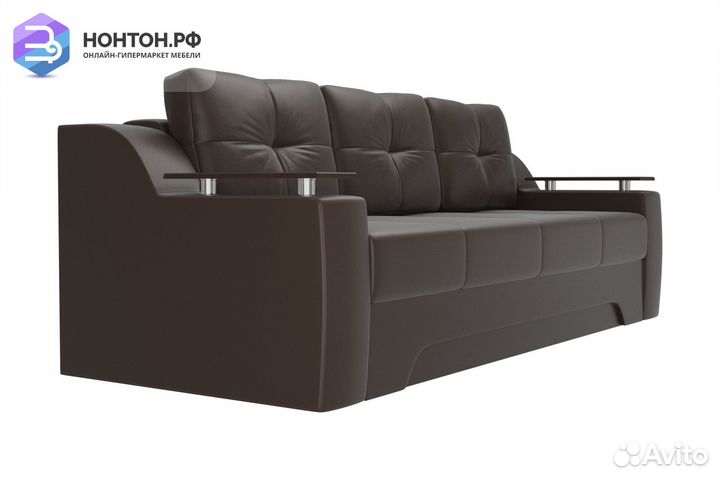 Диван еврокнижка Сенатор экокожа коричневая